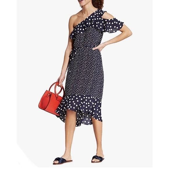 A NEW DAY Women's Polka Dot One Shoulder Midi Dress SZ L - Picture 5 of 13